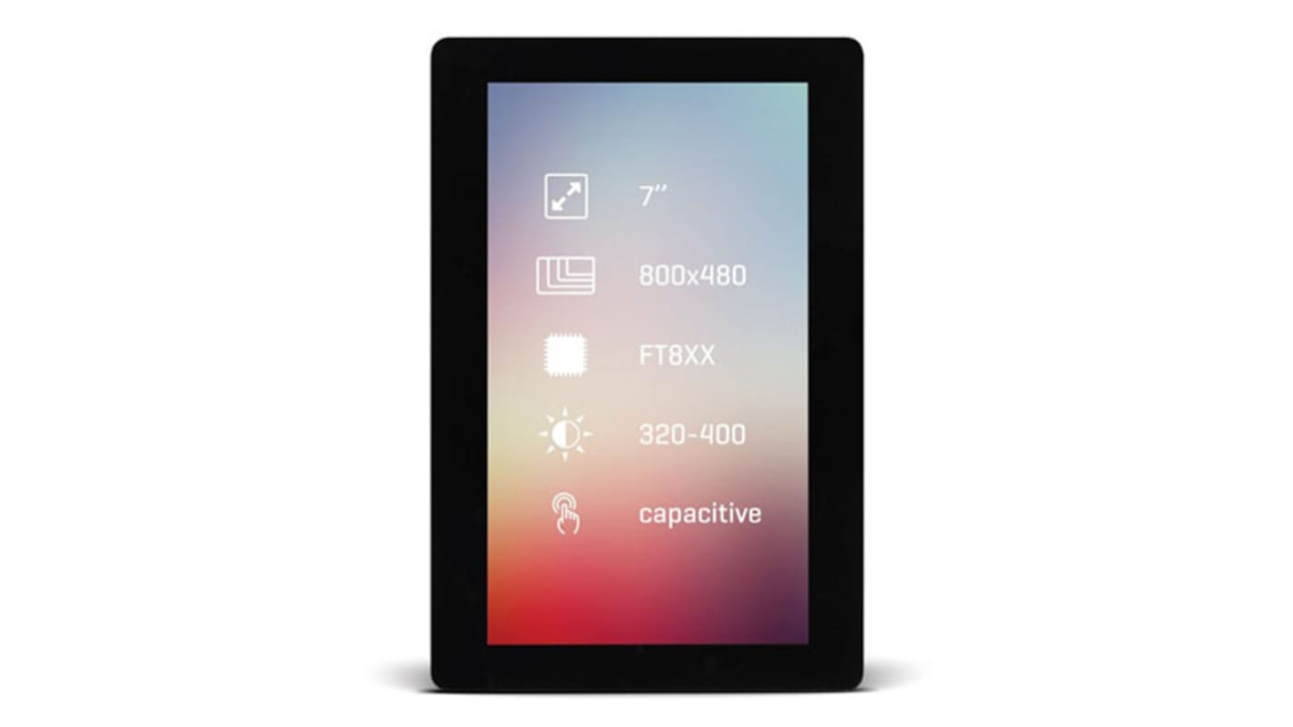 MikroElektronika Farb-LCD 7Zoll QSPI, SPI mit Touch Screen Kapazitiv, 800 x 480pixels, 154 x 86mm 3 → 3,6 V LED