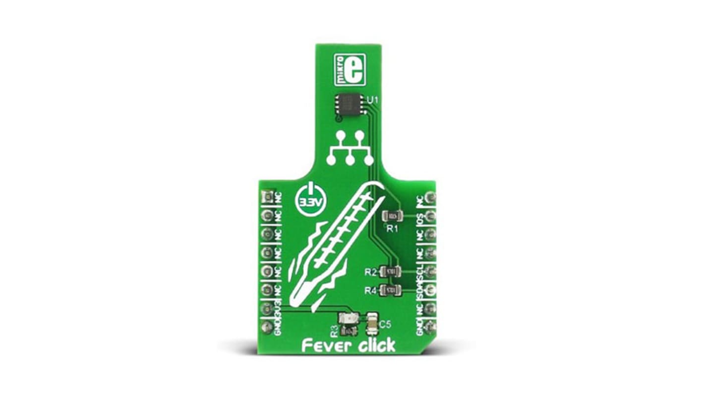 Placa Click mikroBus Sensor de temperatura MikroElektronika Fever Click - MIKROE-2554, para usar con Dispositivos