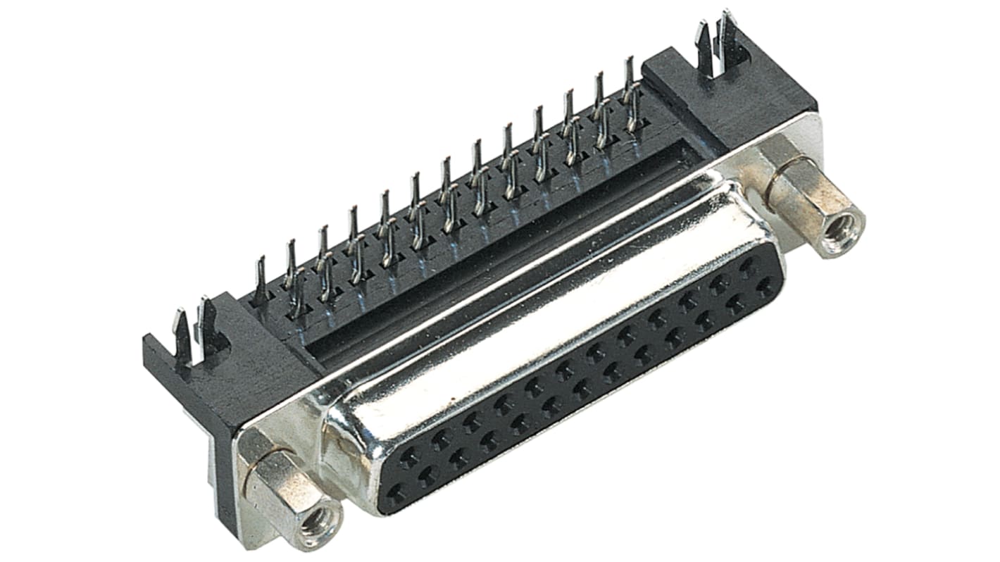 Harting D-Sub 25 Way Right Angle Through Hole D-sub Connector Socket, 2.77mm Pitch, with 4-40 UNC Screwlocks