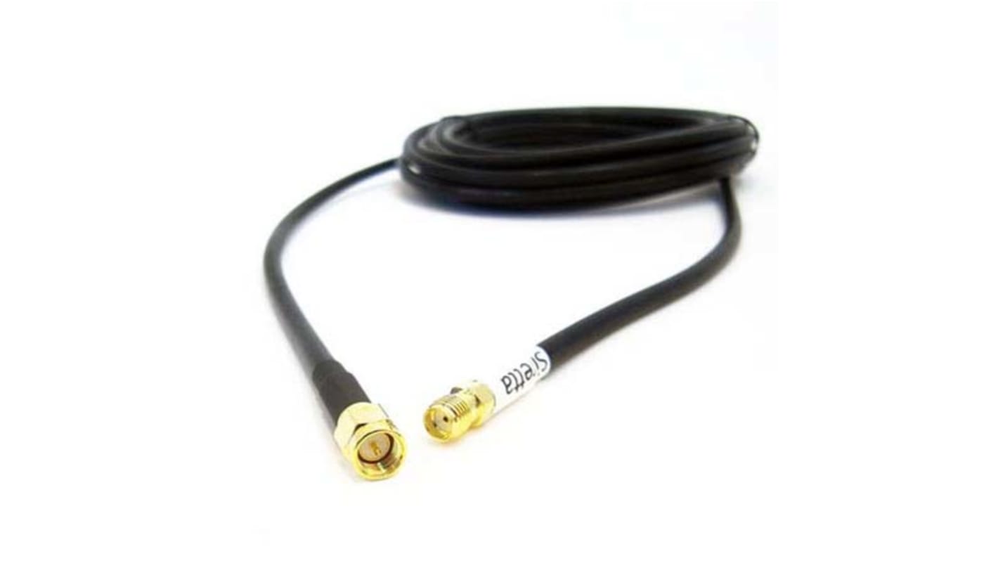 Cable coaxial LLC200A Siretta, 50 Ω, con. A: SMA, Macho, con. B: SMA, Hembra, long. 15m, funda de PVC Negro
