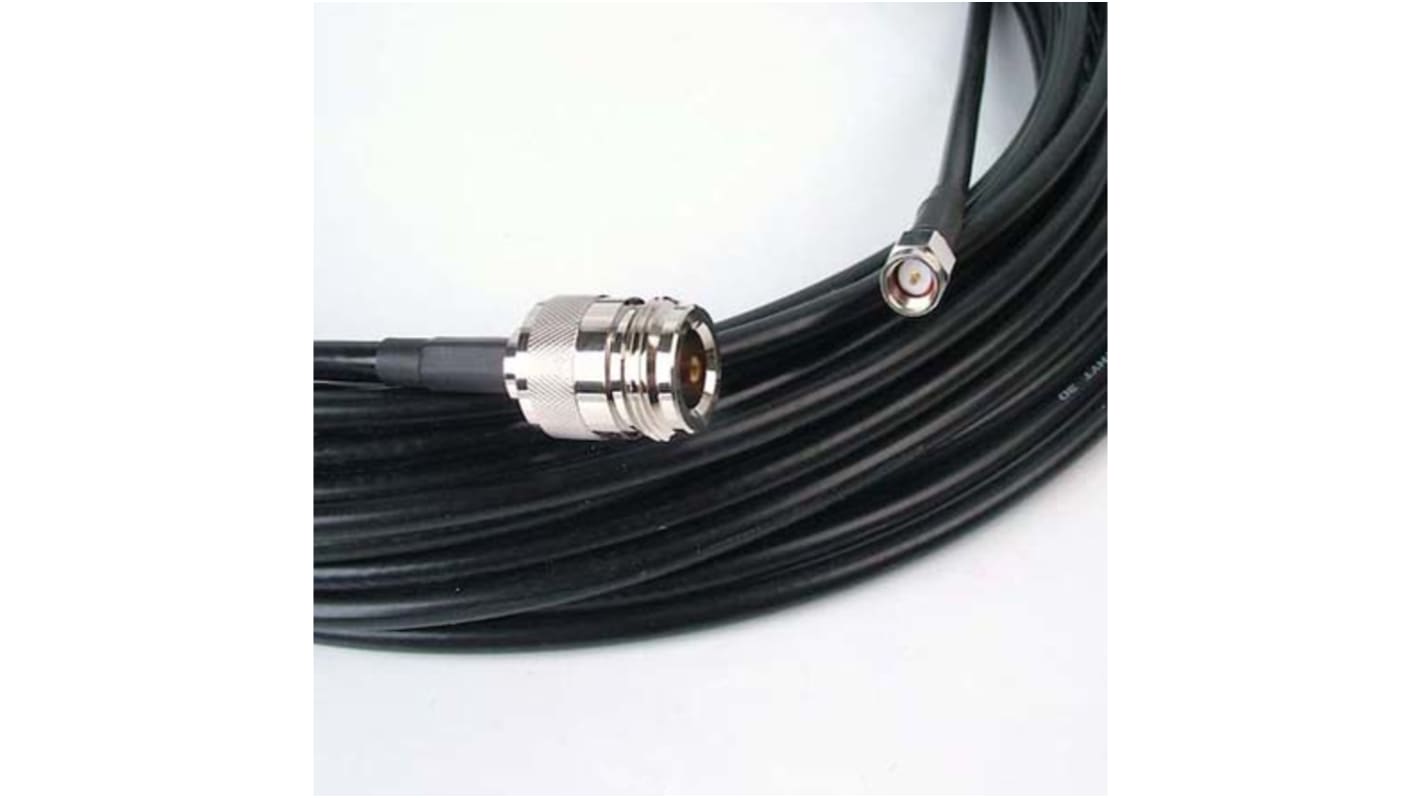 Cable coaxial LLC200A Siretta, 50 Ω, con. A: Tipo N, Hembra, con. B: SMA, Macho, long. 15m, funda de PVC Negro