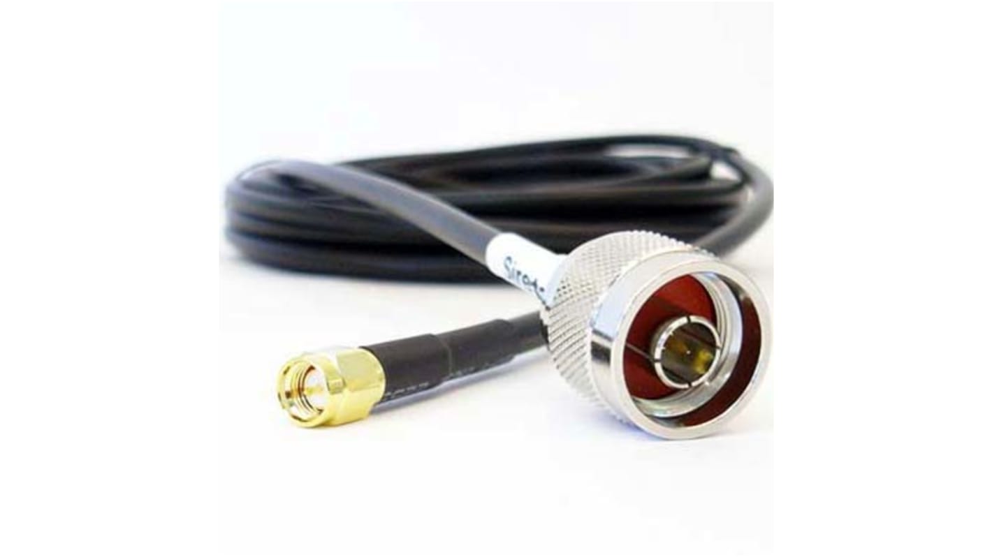 Cable coaxial LLC200A Siretta, 50 Ω, con. A: Tipo N, Macho, con. B: SMA, Macho, long. 15m, funda de PVC Negro