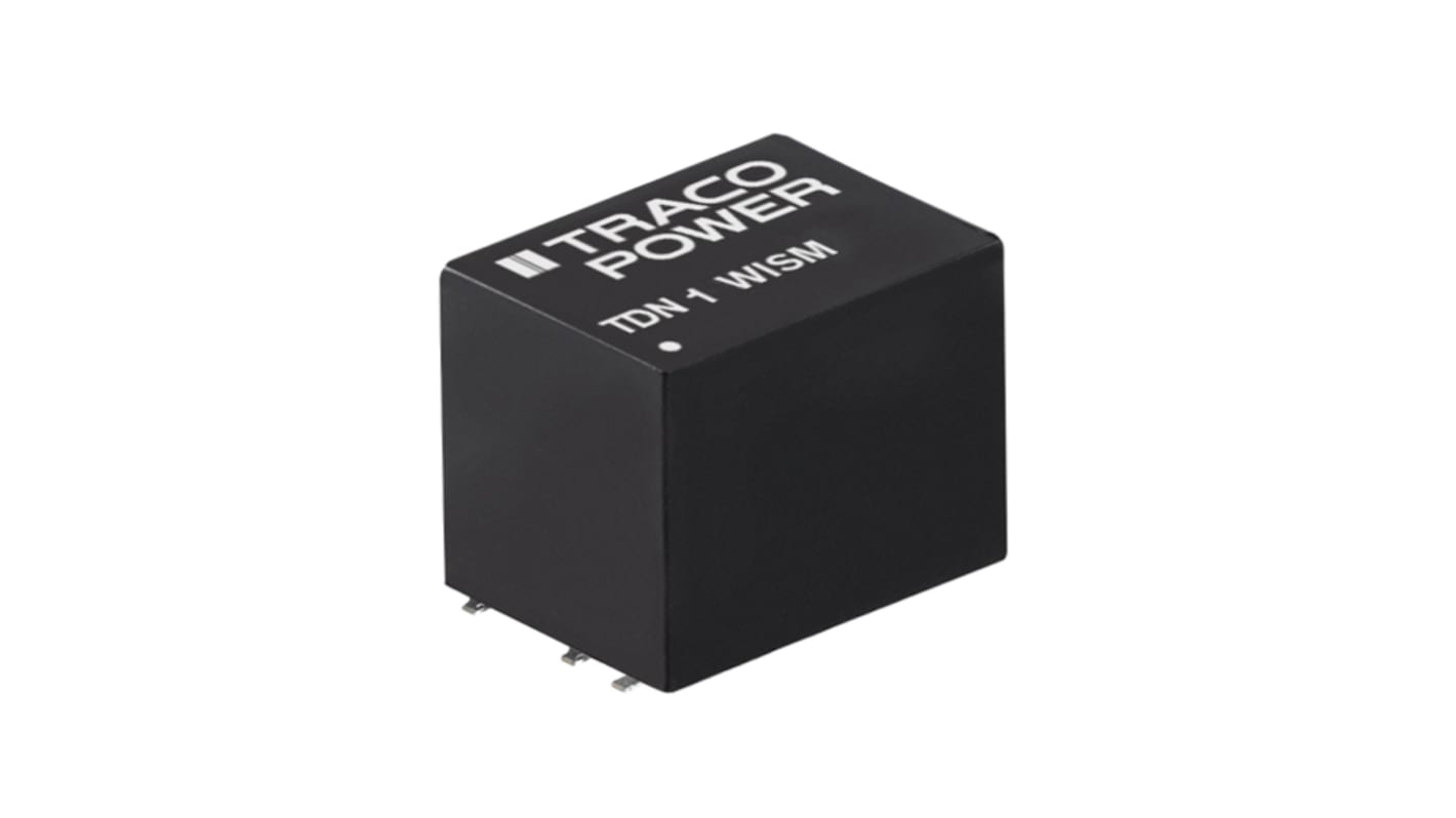TRACOPOWER TDN 1WISM DC-DC Converter, ±12V dc/ ±45mA Output, 4.5 → 18 V dc Input, 1W, Surface Mount, +90°C Max