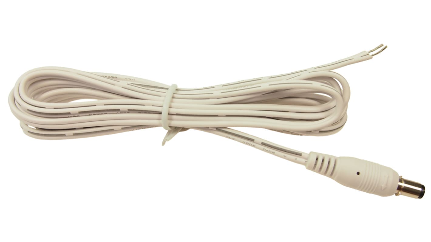Cable de alimentación RS PRO Negro de 2m, con. A Alimentación DC de 2,1 mm, macho, con. B Sin terminación, 300 V / 2 A
