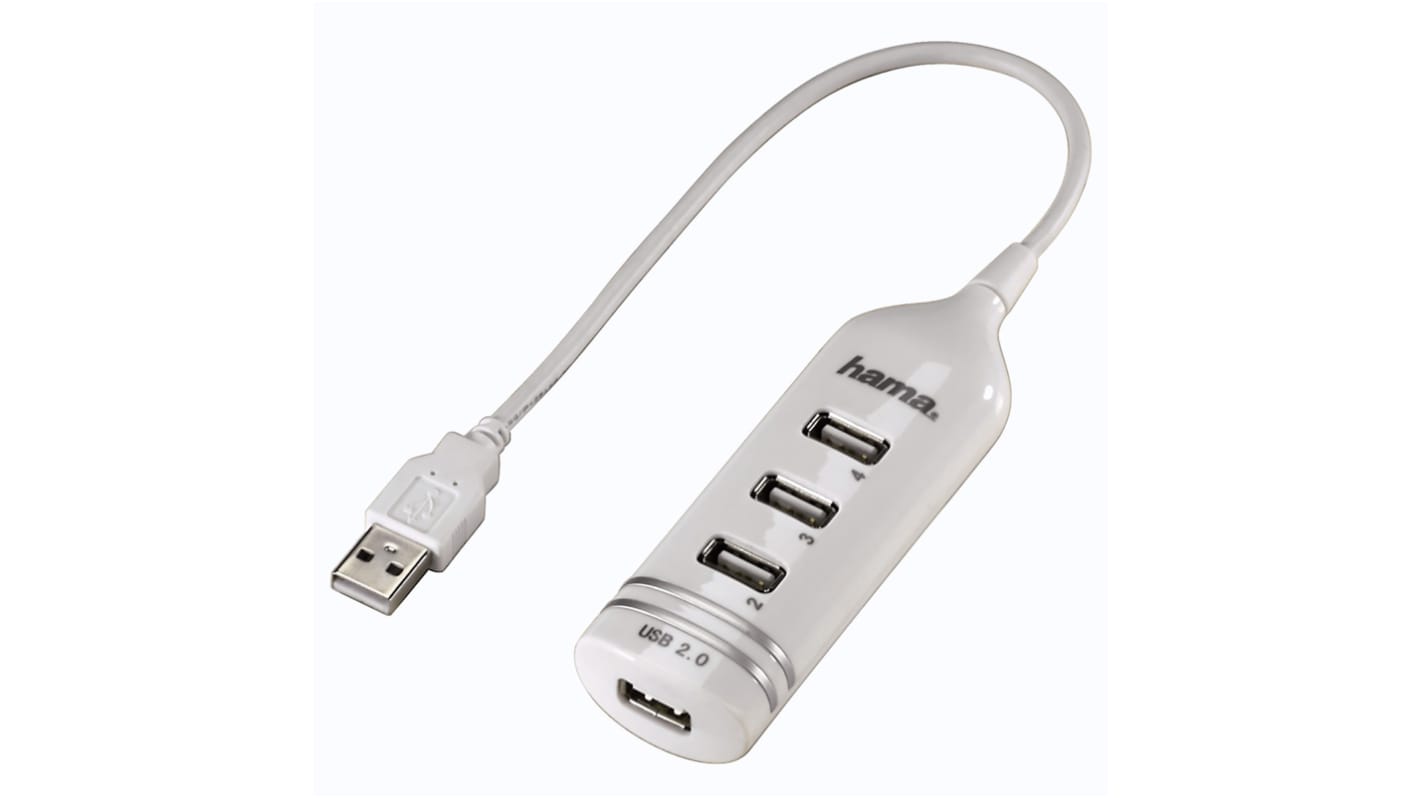 Hama 4 Port USB 2.0 USB A  Hub, USB Bus Powered