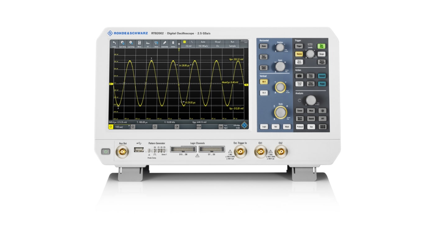 Oscyloskop 100MHz Rohde & Schwarz Stacjonarny Cyfrowy CAT II 400V RTB2002 CAN, IIC, LIN, RS232, RS422, RS485, SPI,