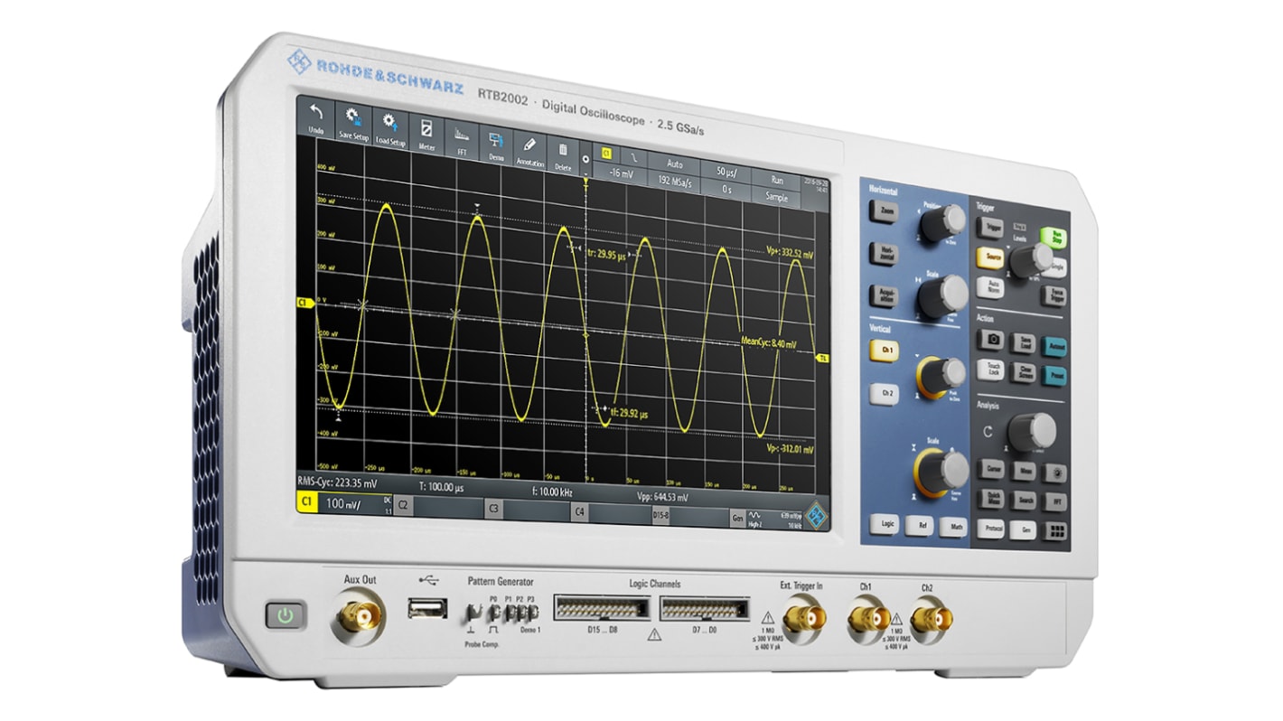 Oscyloskop 200MHz Rohde & Schwarz Stacjonarny Cyfrowy CAT II 400V RTB2002 CAN, IIC, LIN, RS232, RS422, RS485, SPI,