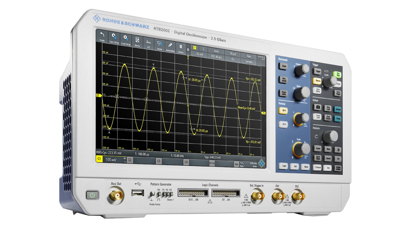 Oscilloscopio Da banco Rohde & Schwarz RTB-2002, 2 ch. analogici, 16 ch. digitali, 300MHz, Cert. LAT