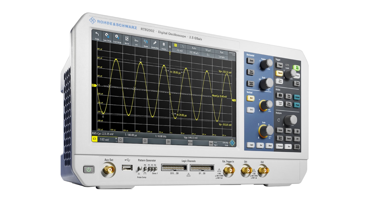 Oscilloscopio Da banco Rohde & Schwarz RTB-2002, 2 ch. analogici, 200MHz, Cert. ISO