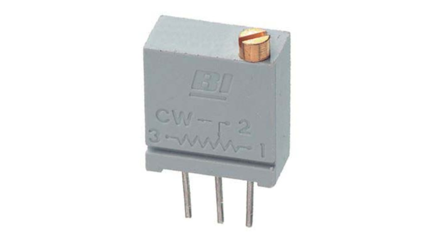 Potenciómetro para PCB TT Electronics/BI serie 67, 100kΩ máximo, ±10%, ±100ppm/°C, 0.5W, vueltas: 20, Montaje en