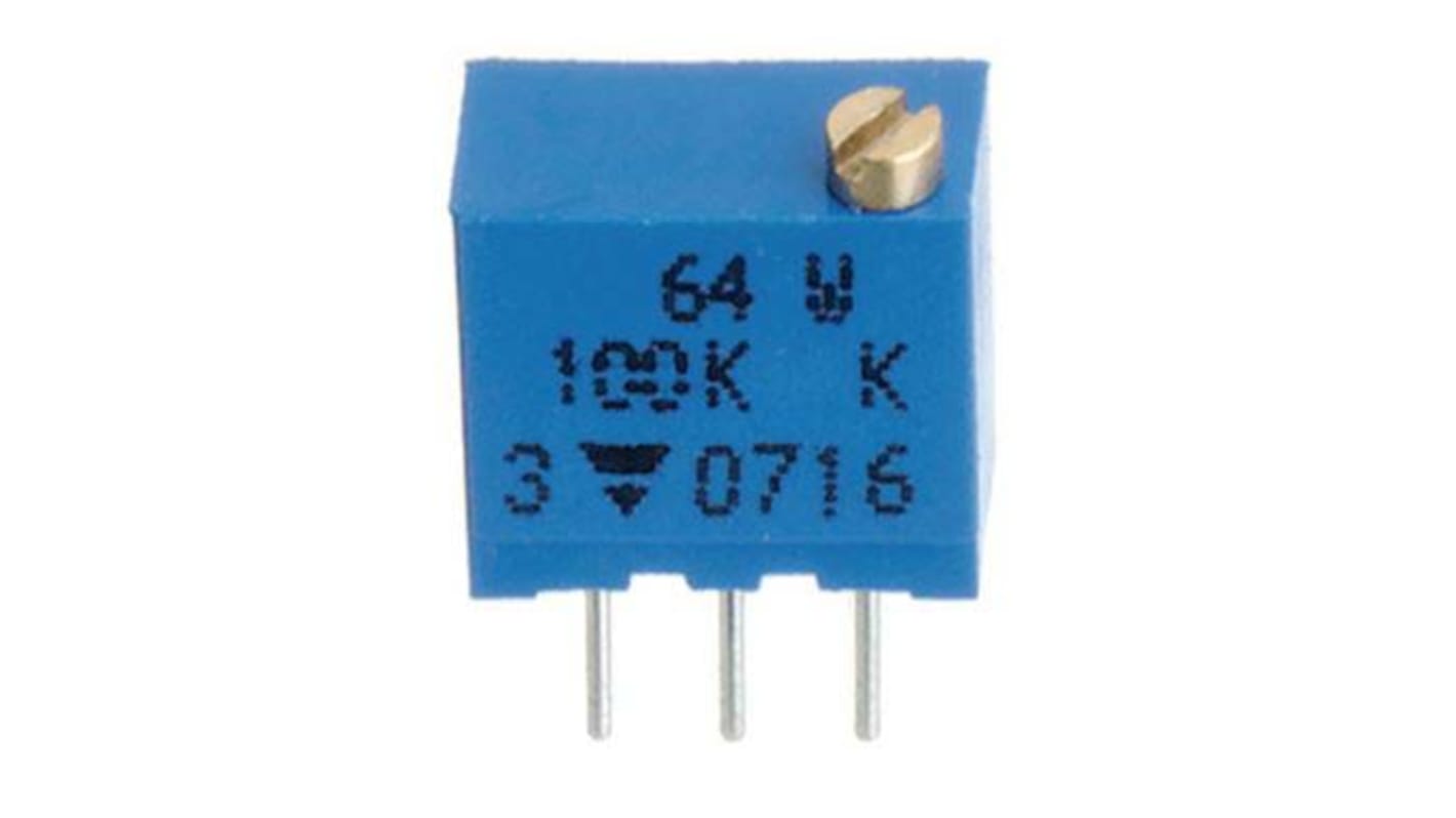 Potenciómetro para PCB TT ElectronicsBI serie 64, 2kΩ máximo, ±10%, ±100ppm/°C, 0.25 W @ 85 °C, vueltas: 12, Montaje en