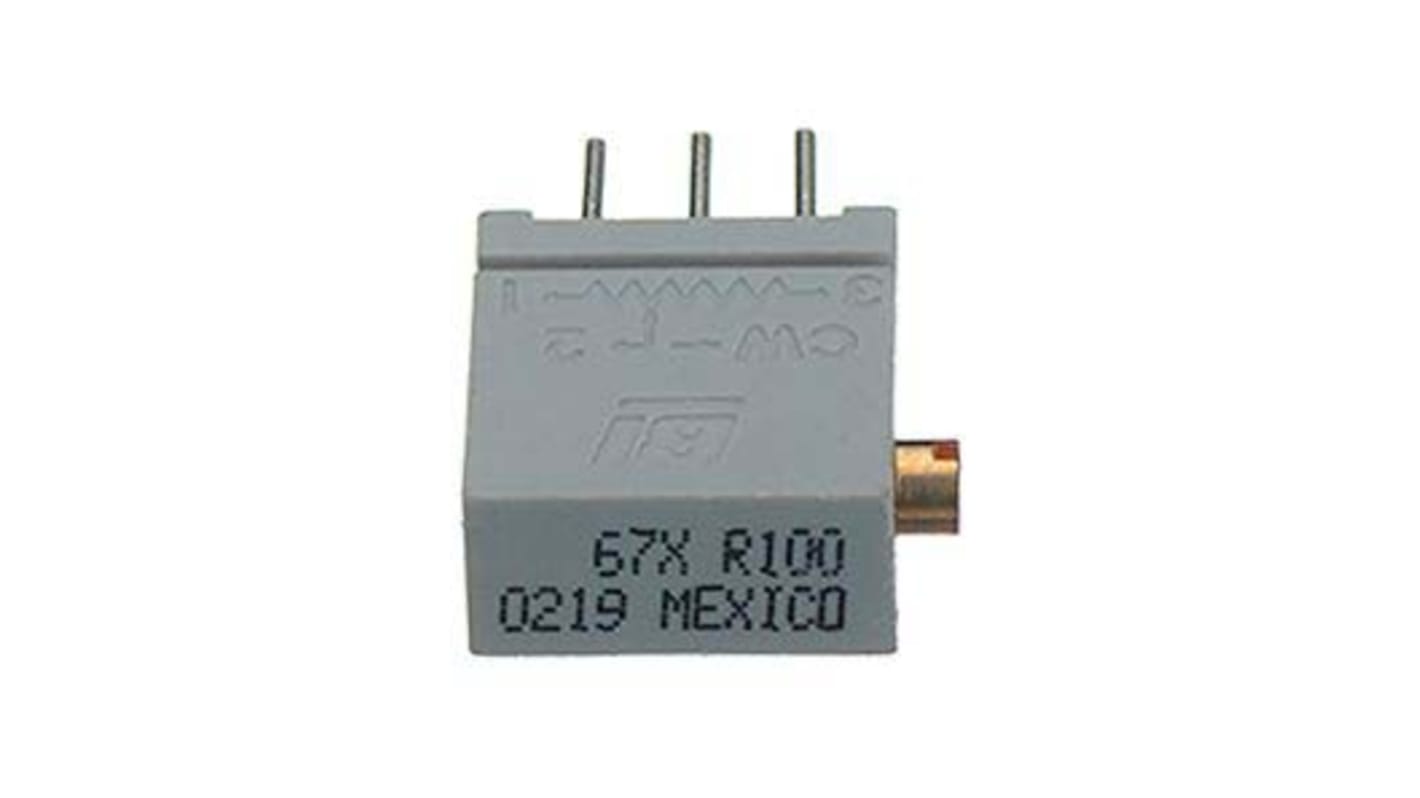 Potenciómetro para PCB TT ElectronicsBI serie 67, 100kΩ máximo, ±10%, ±100ppm/°C, 0.5W, vueltas: 20, Montaje en