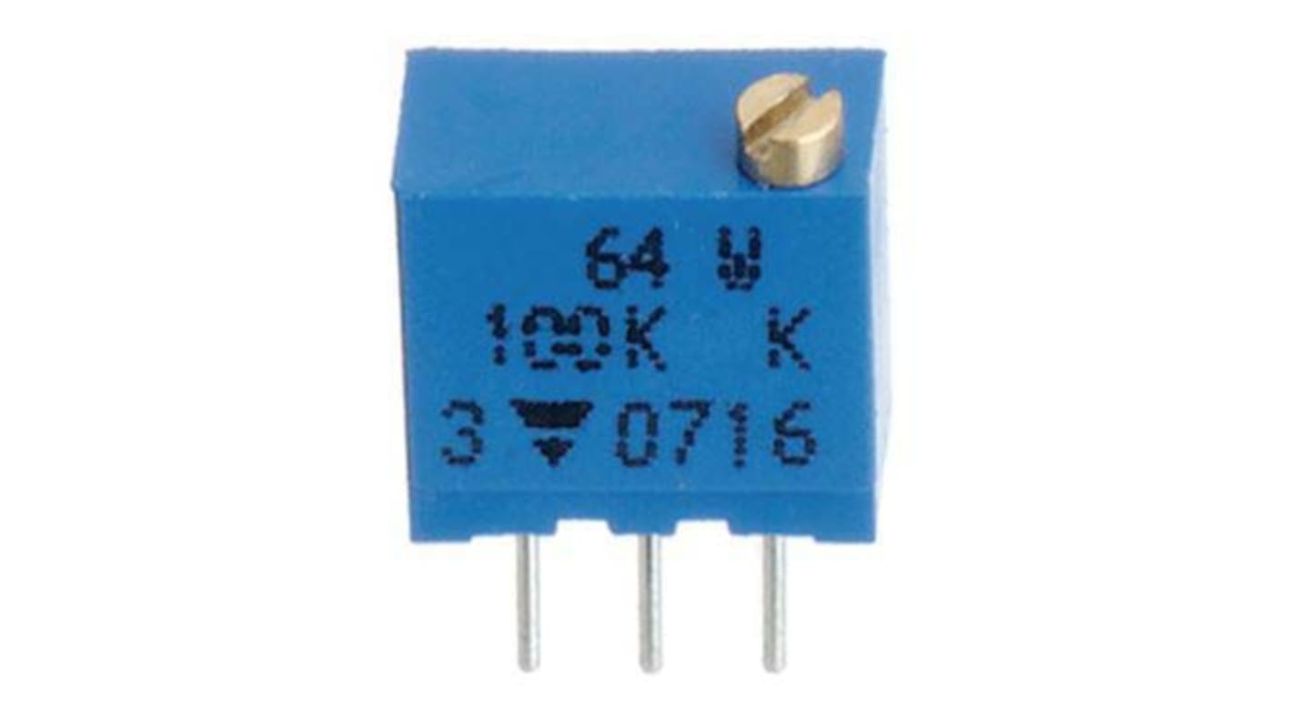 100Ω, Through Hole Trimmer Potentiometer 0.25 W @ 85 °C Top Adjust TT ElectronicsBI, 64