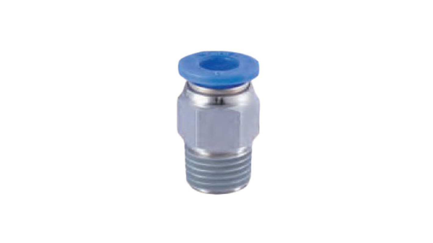 RS PRO Straight Threaded Adaptor, R 3/8 Male to Push In 8 mm, Threaded-to-Tube Connection Style