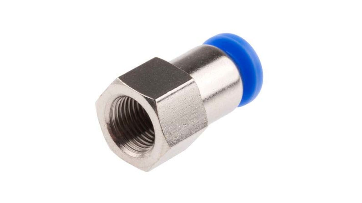 RS PRO Straight Threaded Adaptor, M5 Female to Push In 6 mm, Threaded-to-Tube Connection Style