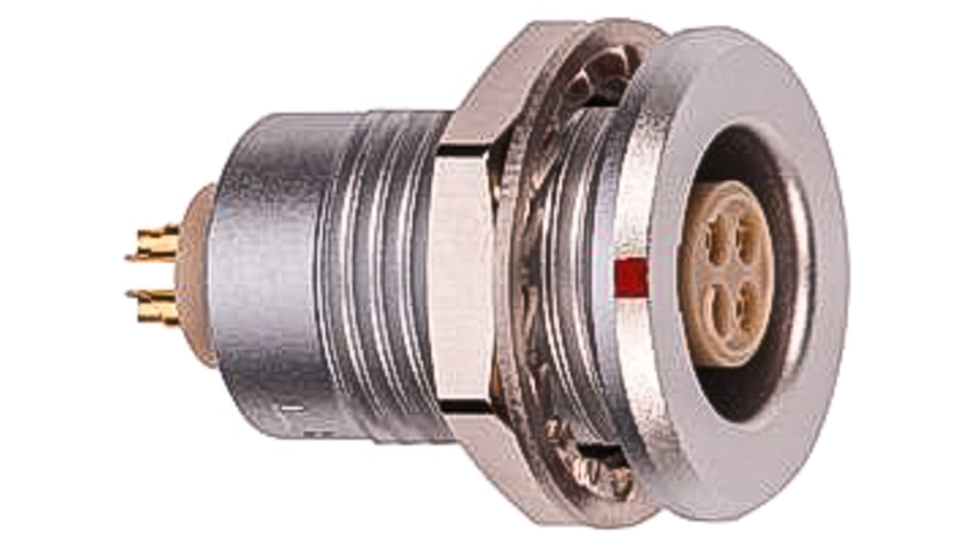 Lemo Circular Connector, 5 Contacts, Panel Mount, M12 Connector, Socket, Female, IP68, 1T Series