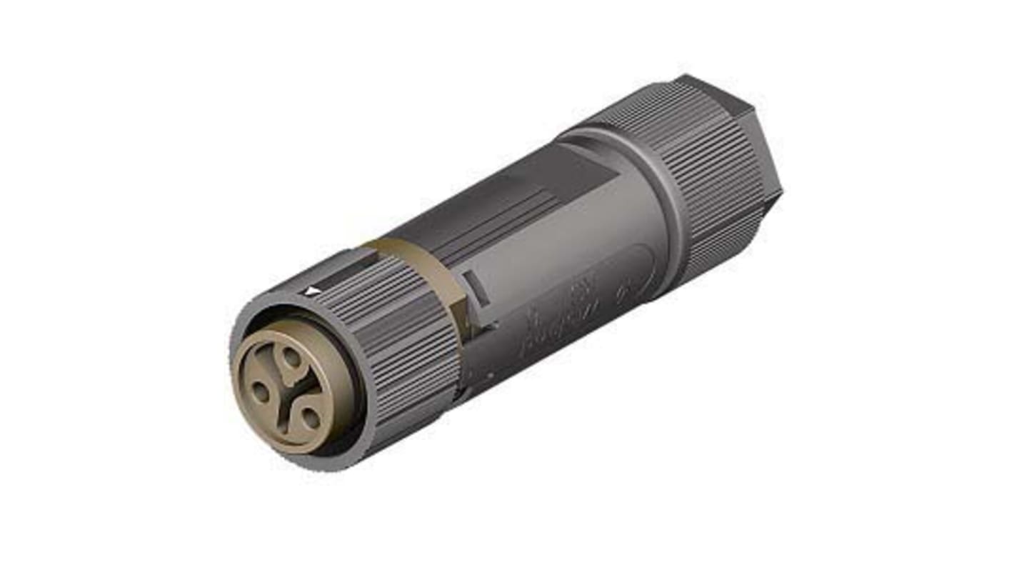 Conector con contratuerca Hembra RST Mini, 3 Polos, Montaje de Cable, 120 V, 16A, IP66, IP68, IP69