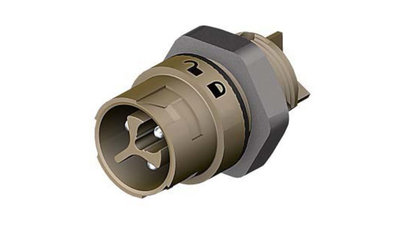 Conector con contratuerca Macho RST Mini, 3 Polos, Montaje en Panel, 120 V, 16A, IP66, IP68, IP69