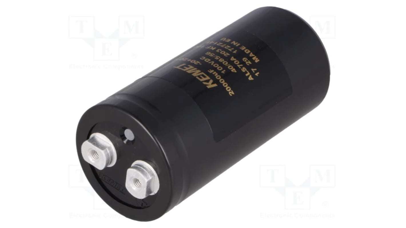 KEMET 20000μF Aluminium Electrolytic Capacitor 100V dc, Screw Terminal - ALS70A203KF100