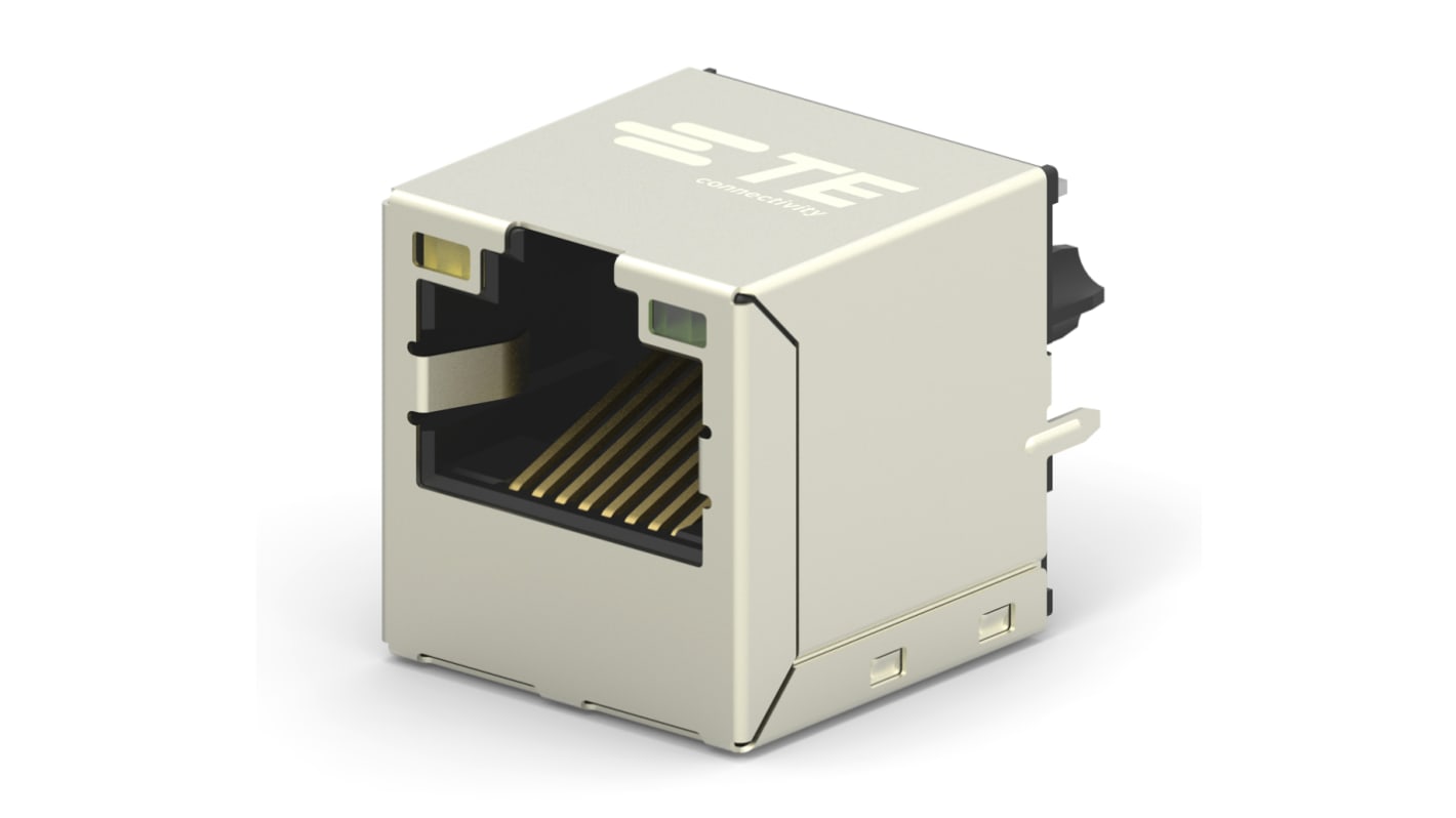 TE Connectivity 2301995 Cat.6 RJ45-Steckverbinder Buchse, 1 x 1-Port 8-polig Vernickeltes Messing PCB Vertikal