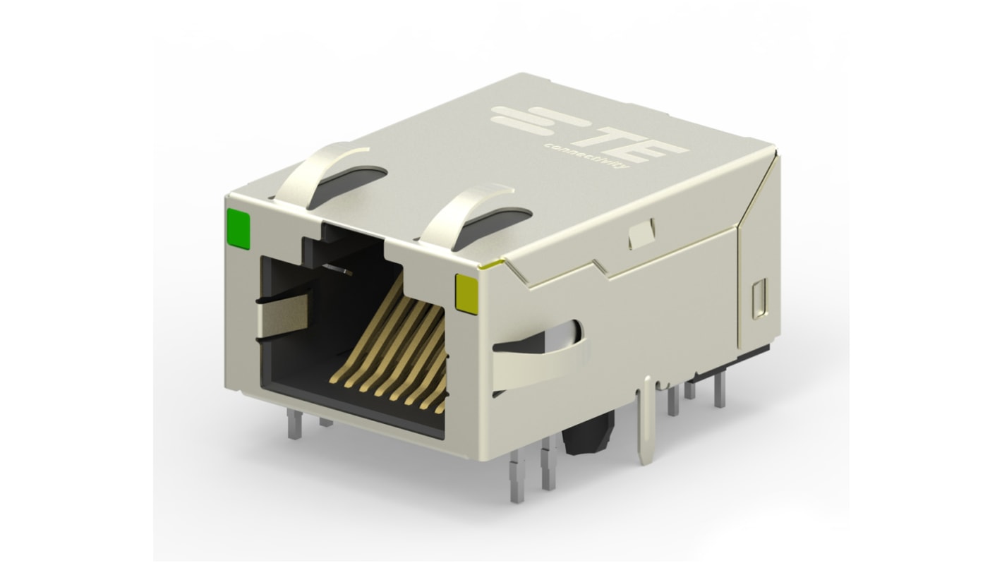 TE Connectivity 1-2301994 Cat.6 RJ45-Steckverbinder Buchse, 1 x 1-Port 8-polig Vernickeltes Messing PCB abgewinkelt