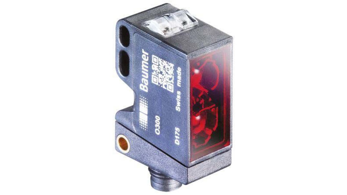 Baumer O300 Kubisch Optischer Sensor, Reflektierend, Bereich 30 mm → 300 mm, Gegentakt Ausgang, 4-poliger