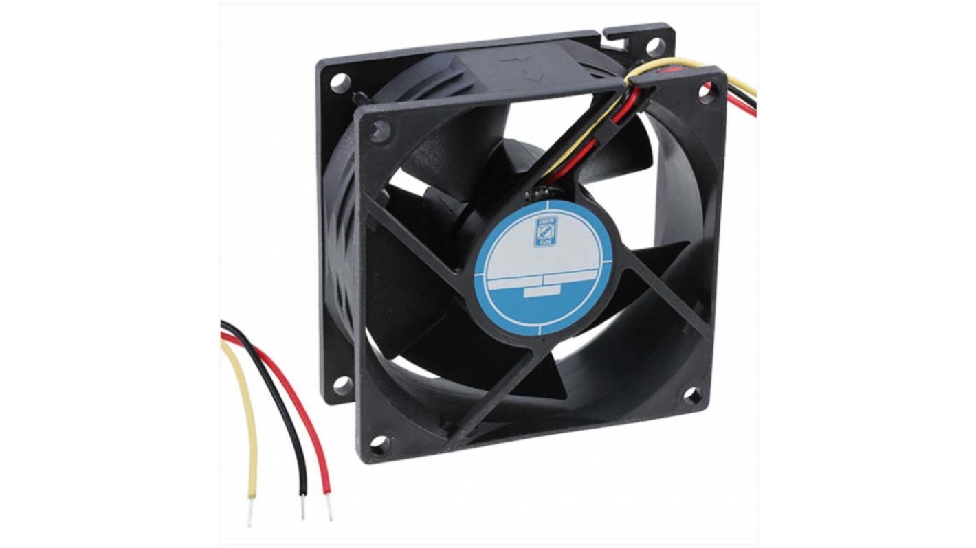 Ventilador Axial RS PRO de 80 x 80 x 32mm, 24 V dc, 4.32W, 4200rpm, caudal 94.3m³/h, 44dB, salida Alarma