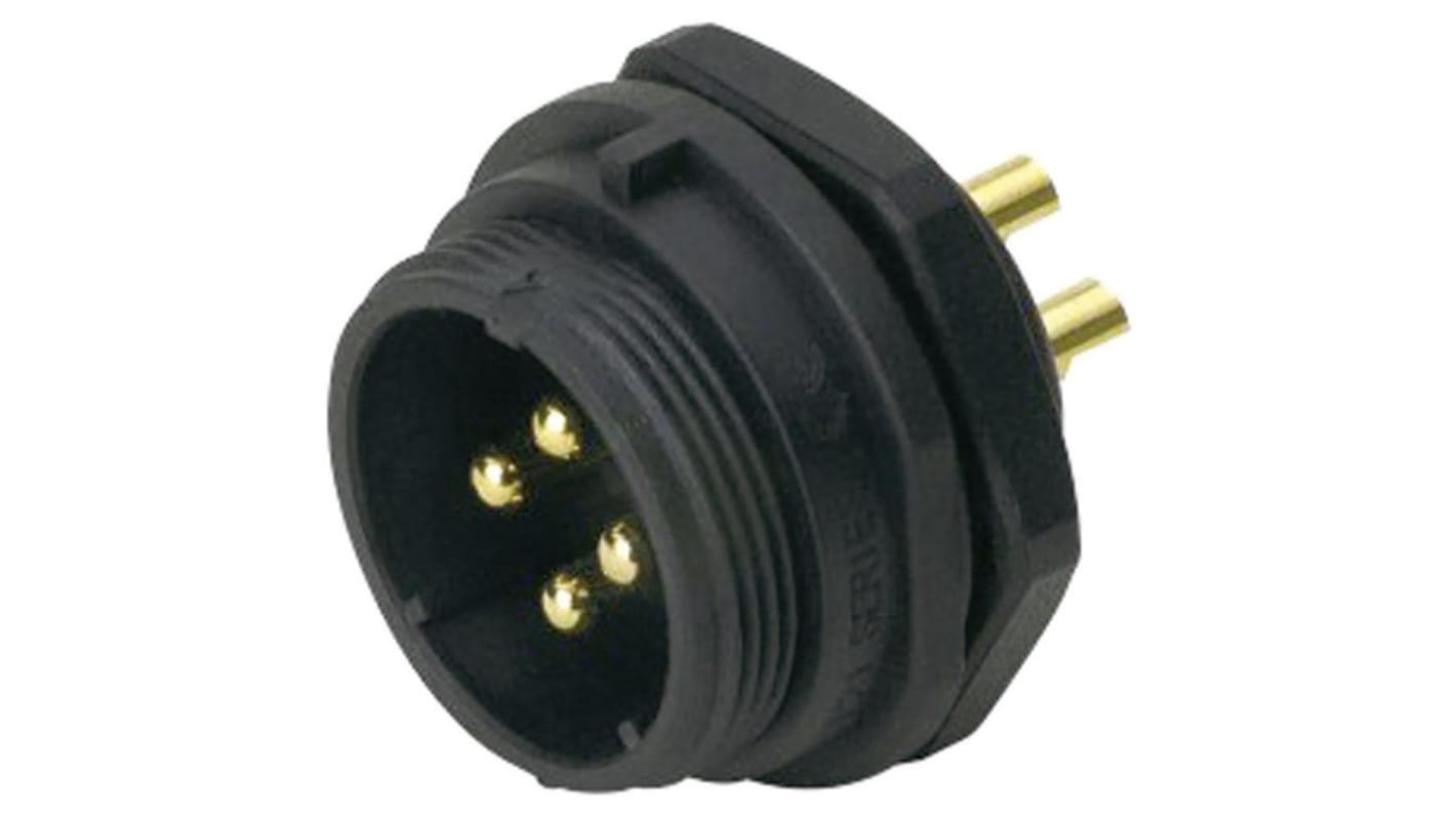 Conector circular RS PRO macho de 5 vías macho, Montaje pasante, IP68