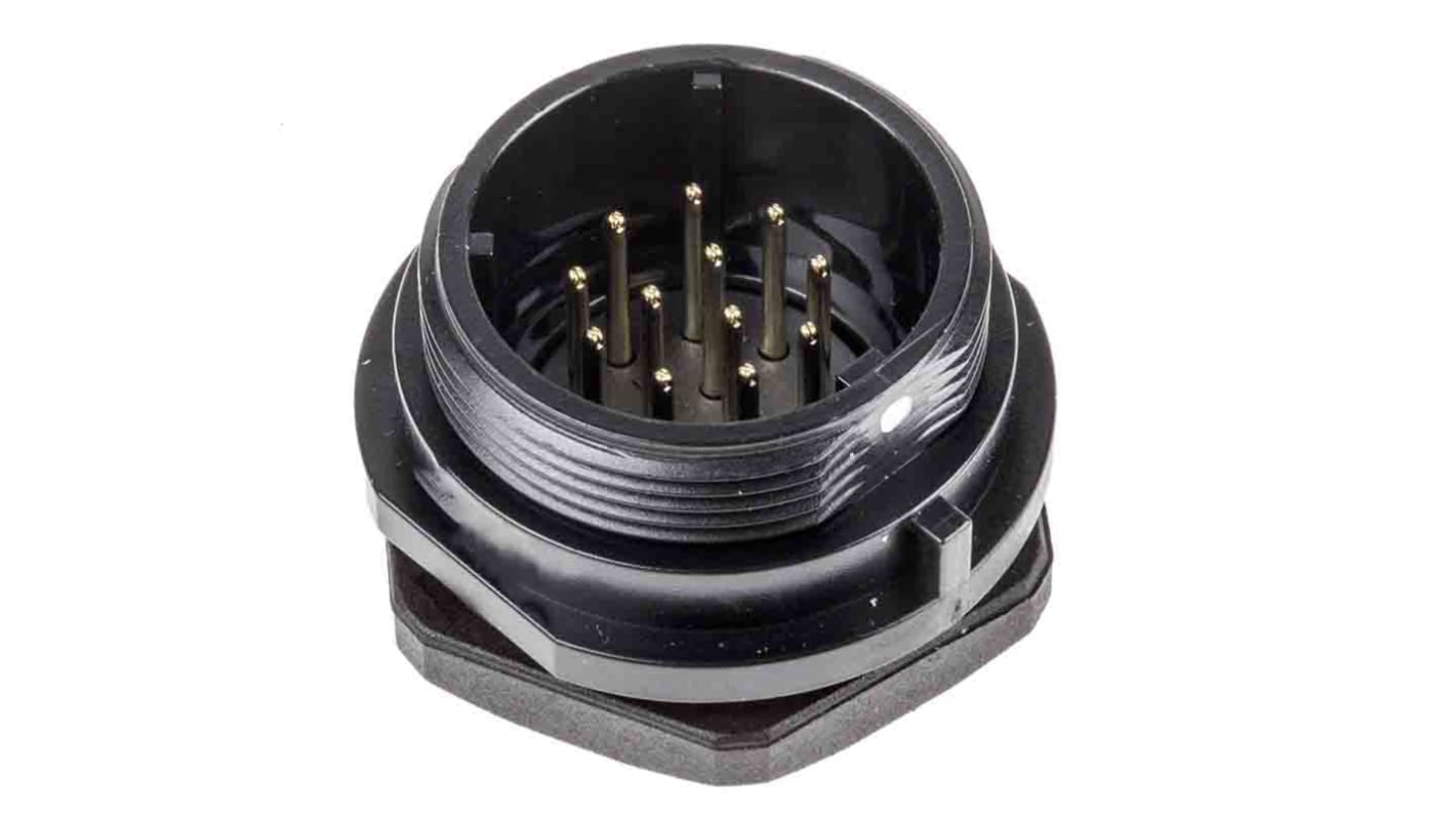 Conector circular RS PRO macho de 12 vías macho, Montaje pasante, IP68