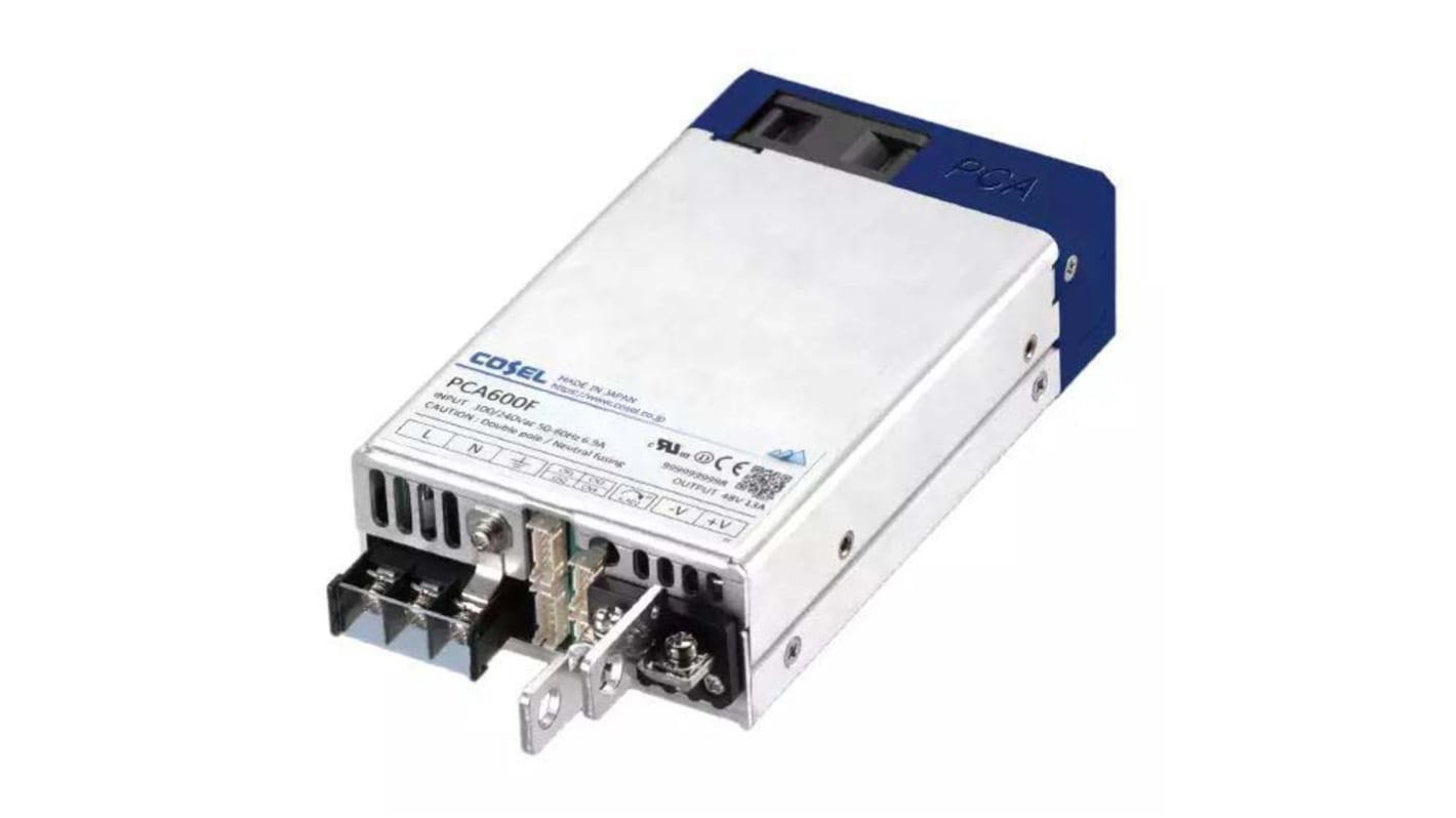 Cosel Switching Power Supply, PCA600F-12-TP2, 12V dc, 53A, 636W, 1 Output, 85 → 264V ac Input Voltage