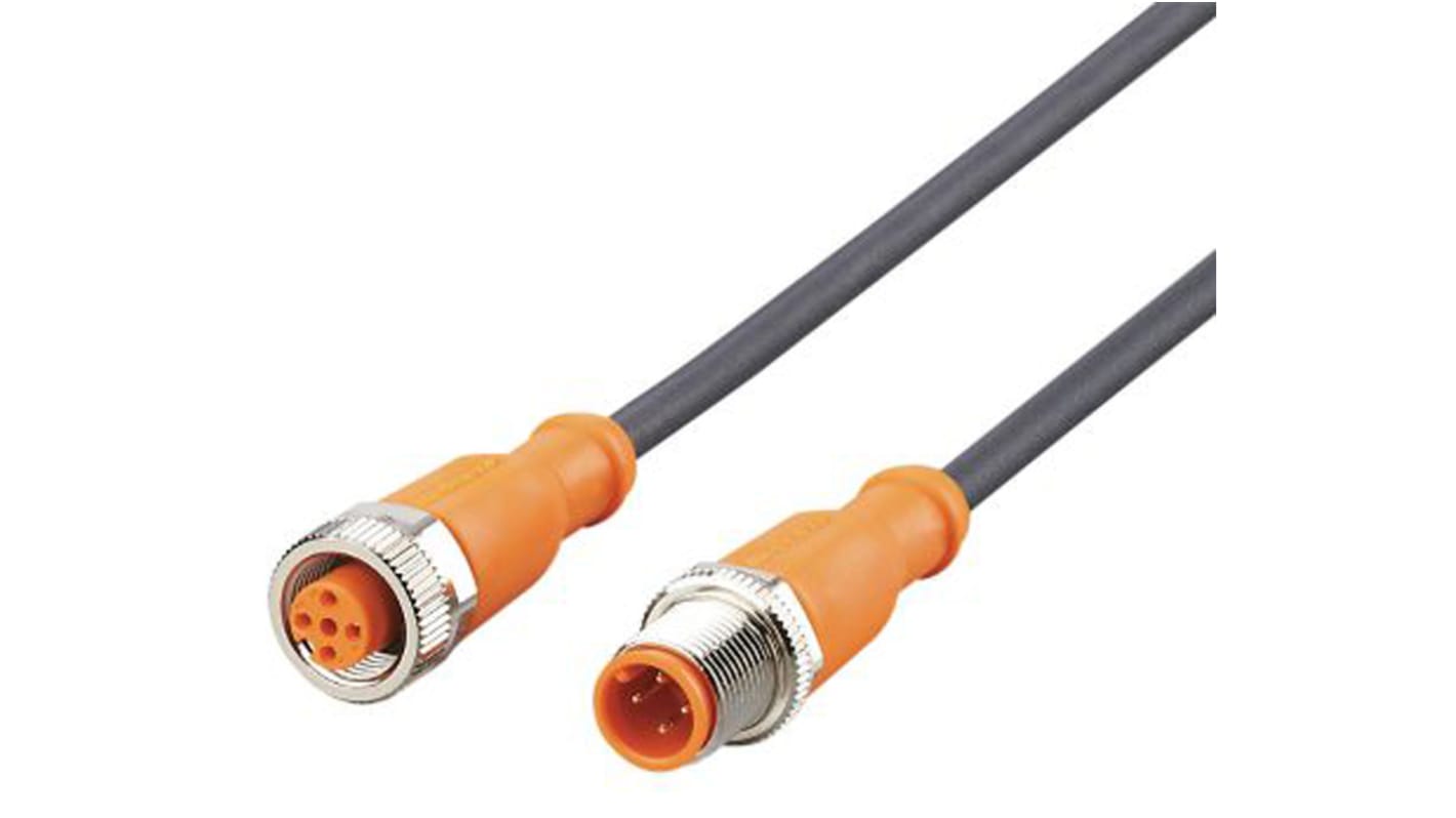 Cable de conexión ifm electronic, con. A M12 Hembra, 4 polos, con. B M12 Macho, 4 polos, long. 5m, 250 V ac, 300 V dc,