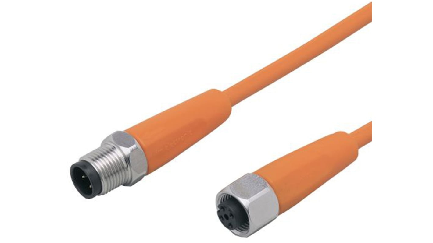 Cable de conexión ifm electronic, con. A M12 Hembra, 4 polos, con. B M12 Macho, 4 polos, long. 1m, 250 V ac, 300 V dc,