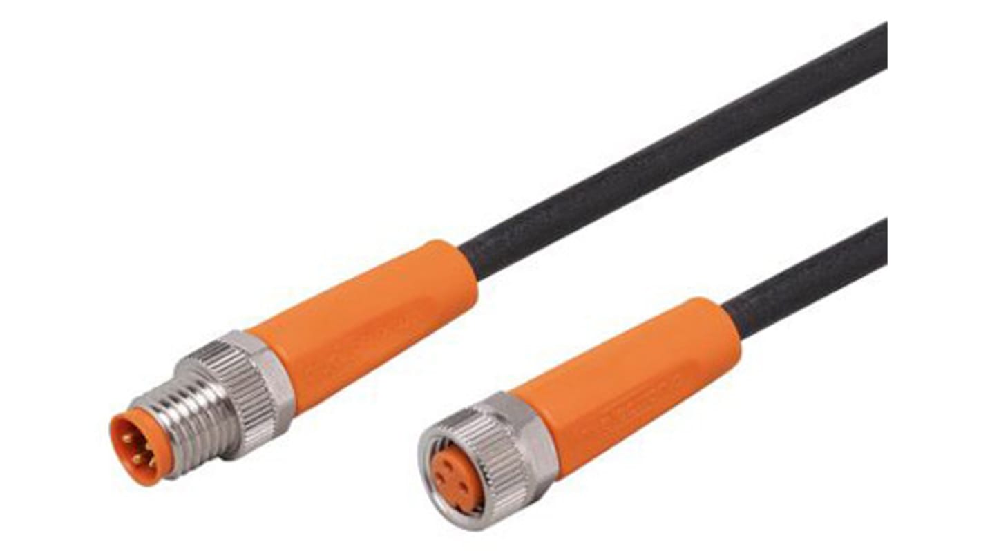 ifm electronic Female 4 way M8 to Male 4 way M8 Sensor Actuator Cable, 2m