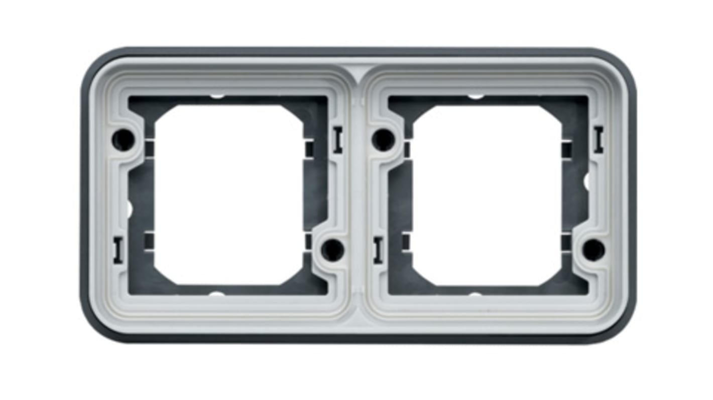 Hager WNA Grey PP Back Box Mounting Frame, IK07, IP55, 2 Gangs, 154 x 23 x 83mm