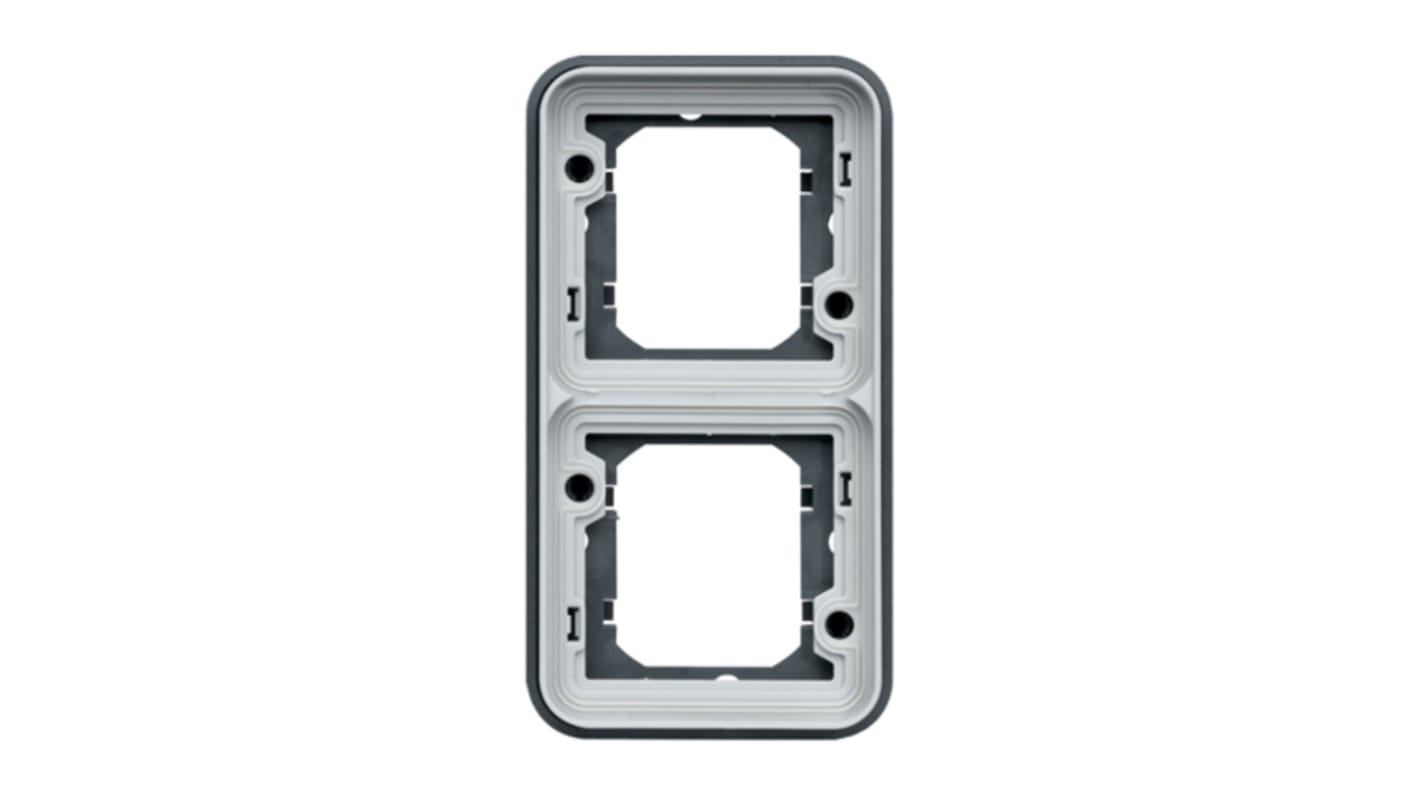 Hager WNA Grey PP Back Box Mounting Frame, IK07, IP55, 2 Gangs, 154 x 23 x 83mm