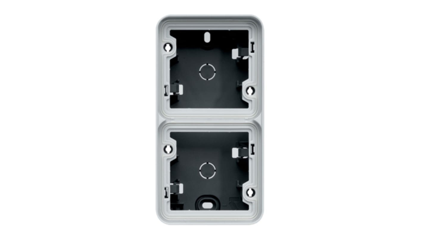 Hager WNA Grey PP Back Box, IK07, IP55, 2 Gangs, 147 x 56 x 76mm