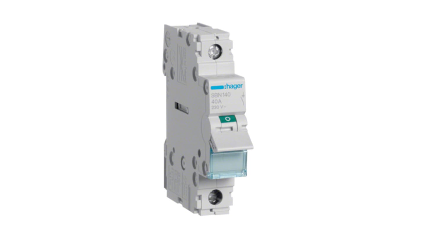 Interruttore di isolamento Hager SBN140 serie SB, 1P, 40A, 230V ca, IP20