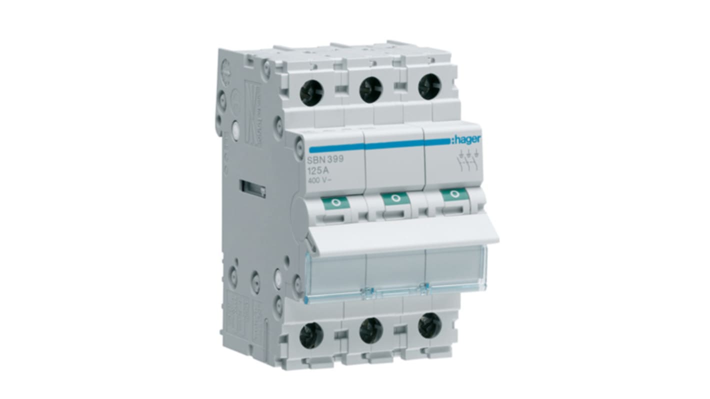 Interruttore di isolamento Hager SBN399 serie SB, 3P, 125A, 230 → 400V ca, IP20