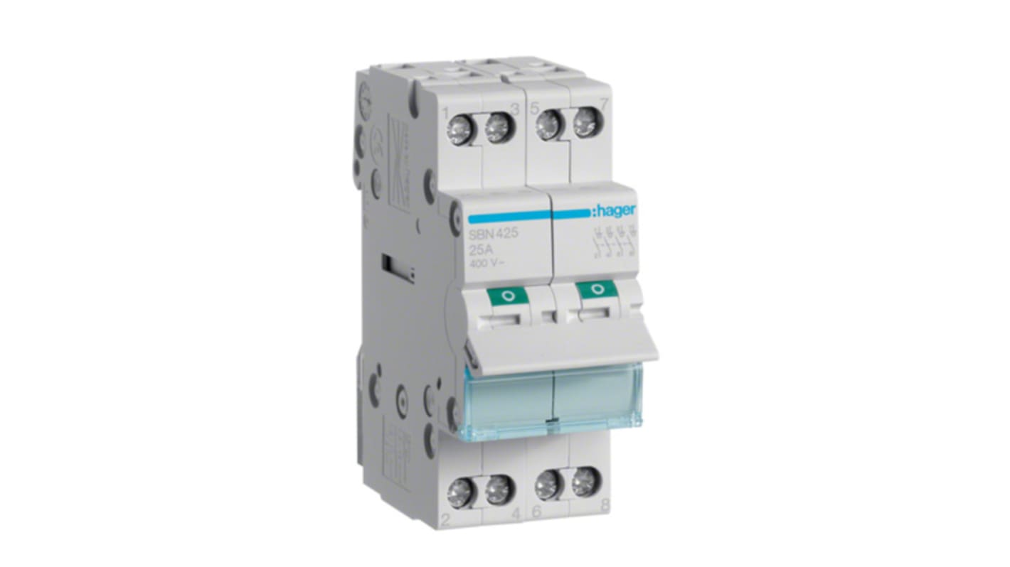 Interruttore di isolamento Hager SBN425 serie SB, 4P, 25A, 230 → 400V ca, IP20