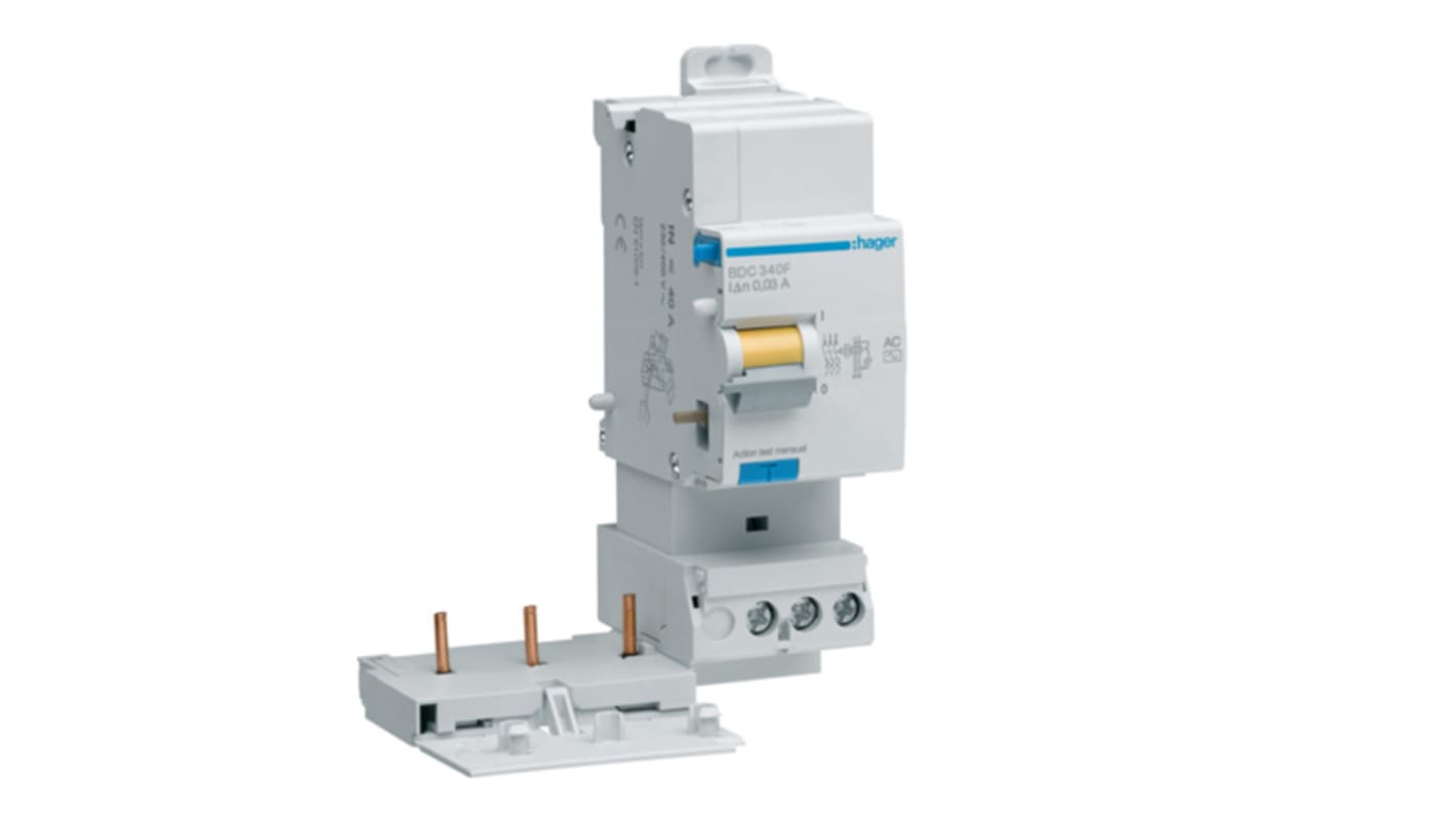 Interrupteur différentiel Hager, 3 Pôles, 40A, 30mA