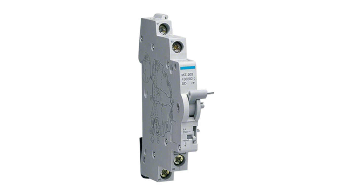 Hager Auxiliary Contact, 2 Contact, 1NC + 1NO, DIN Rail Mount