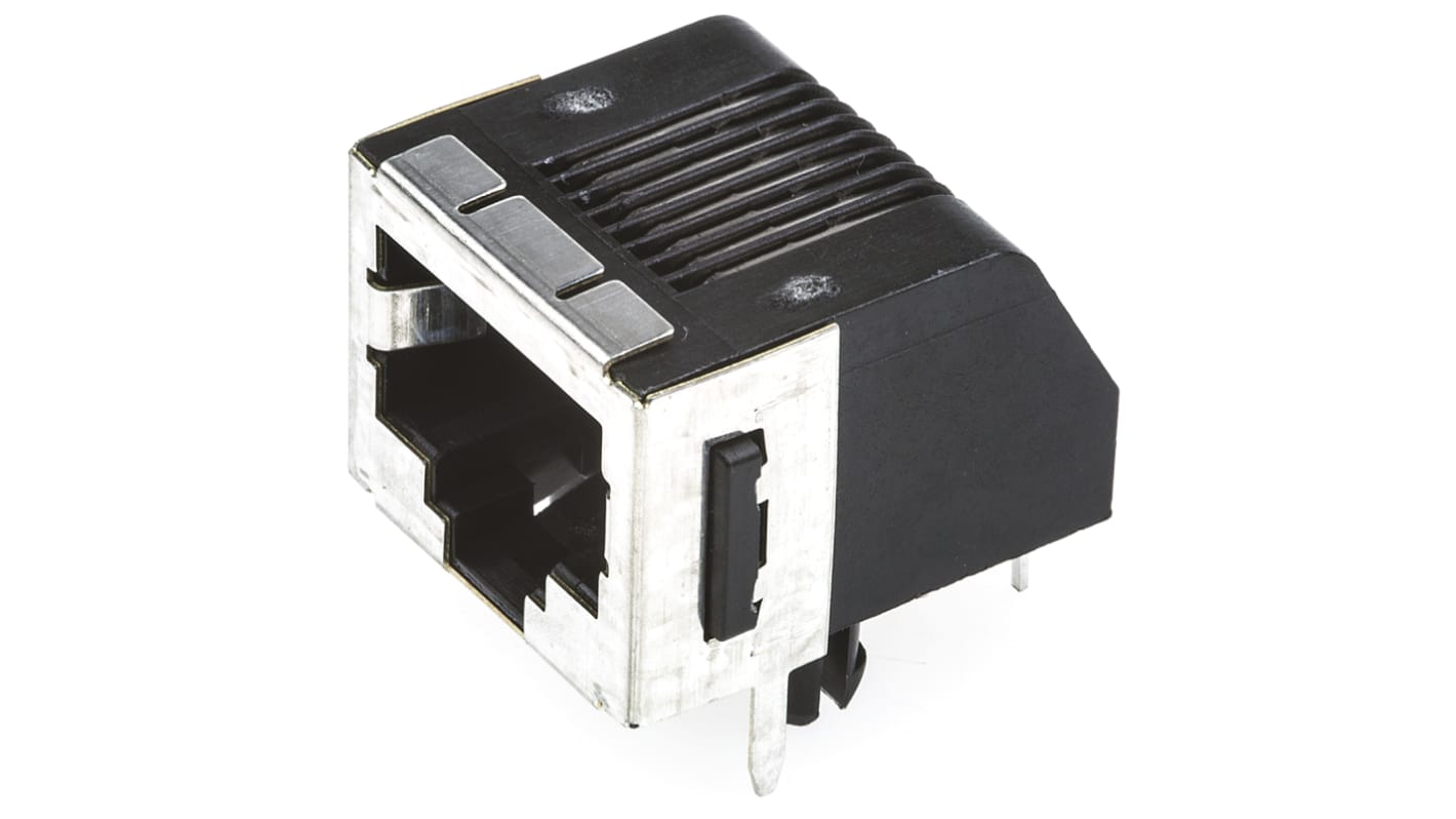 TE Connectivity 555153 Cat.3 RJ45-Steckverbinder Buchse, 1-Port 8-polig Geschirmt, Leiterplatten-Montage abgewinkelt