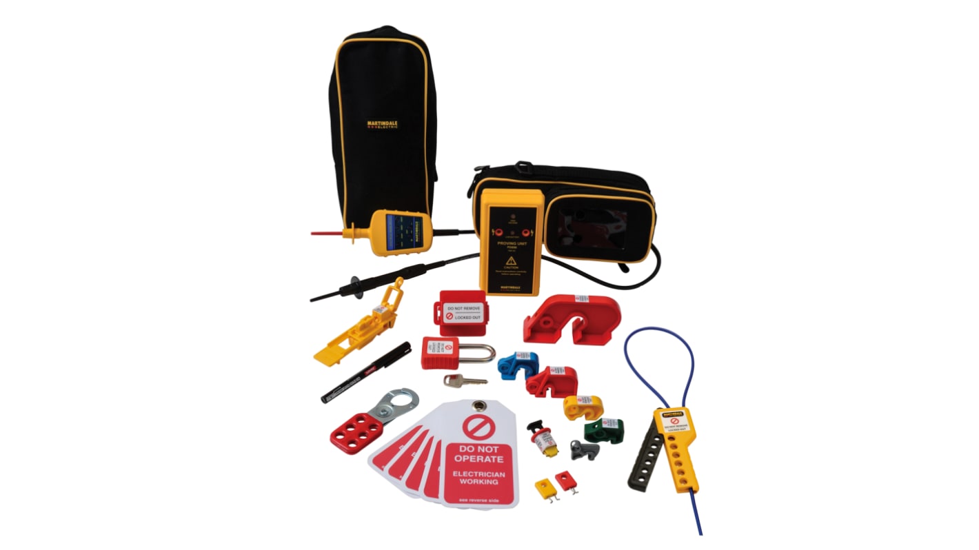 Martindale VIPDLOKPRO150 Voltage Indicator & Proving Unit Kit 690V, Kit Contents 10mm Yellow MCB Lock Clip, 6mm Red MCB