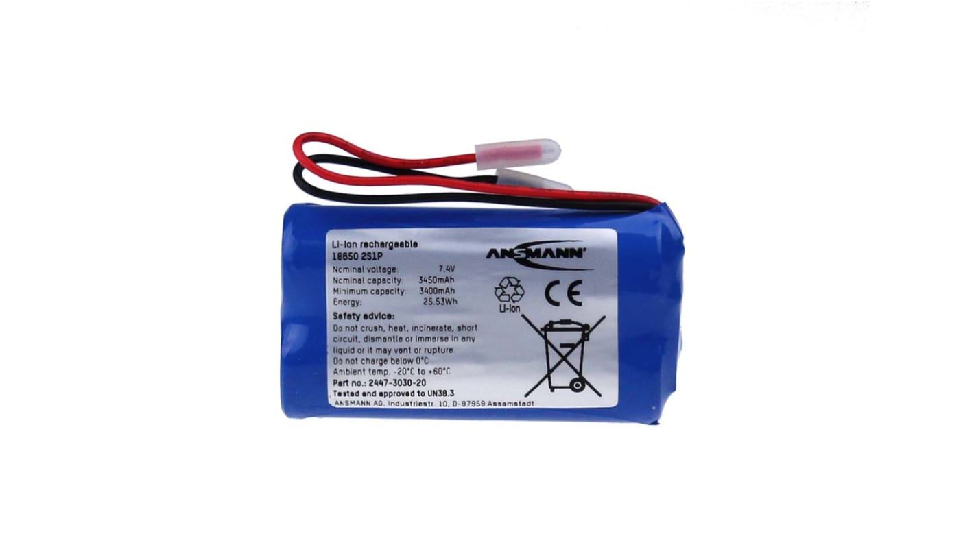 Pacco batterie ricaricabile Ansmann, 2 celle, 7.27V, 3.5Ah, Ioni di litio