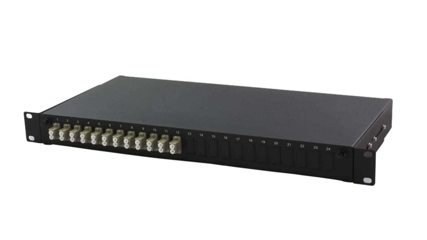 COMMSCOPE LWL-Rangierfeld, 1U LC, UPC für 24 Port Multimode Duplex bestückt LWL-Terminierungstafel