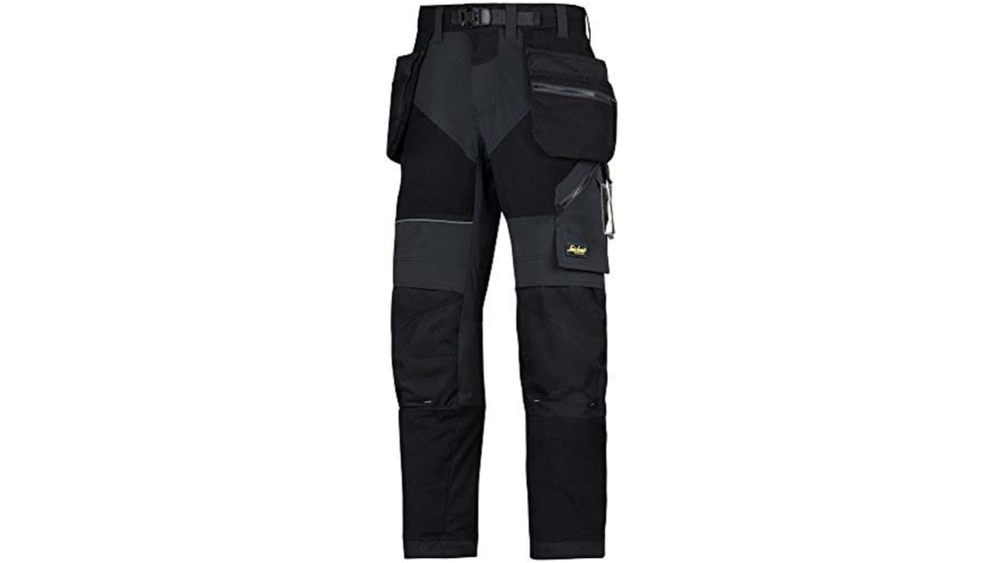 Pantaloni da lavoro Nero Poliestere per Uomo, lunghezza 30poll FlexiWork 30poll
