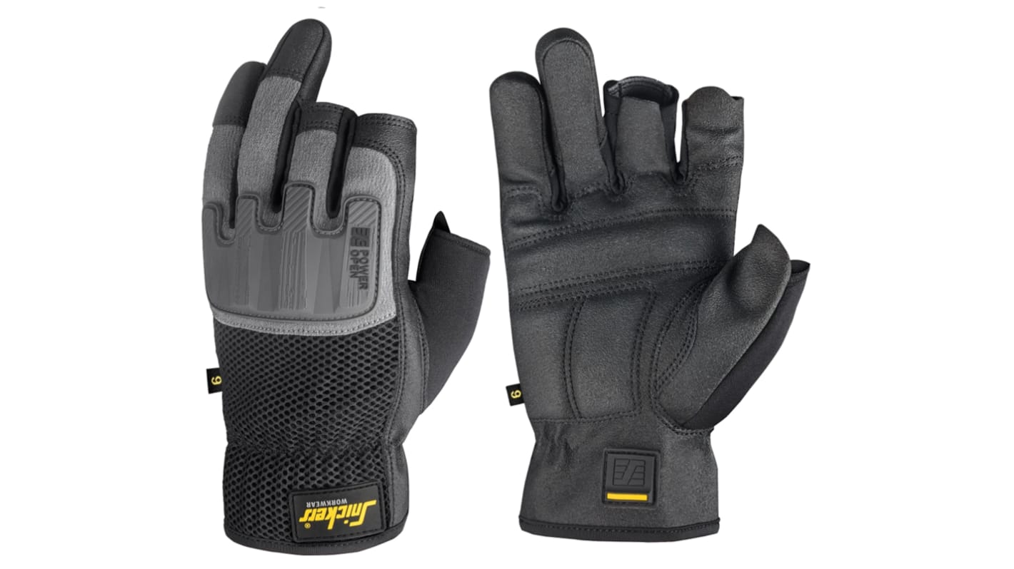 Guantes de trabajo de Poliamida Negro Snickers serie Power Open, talla 10, Uso general