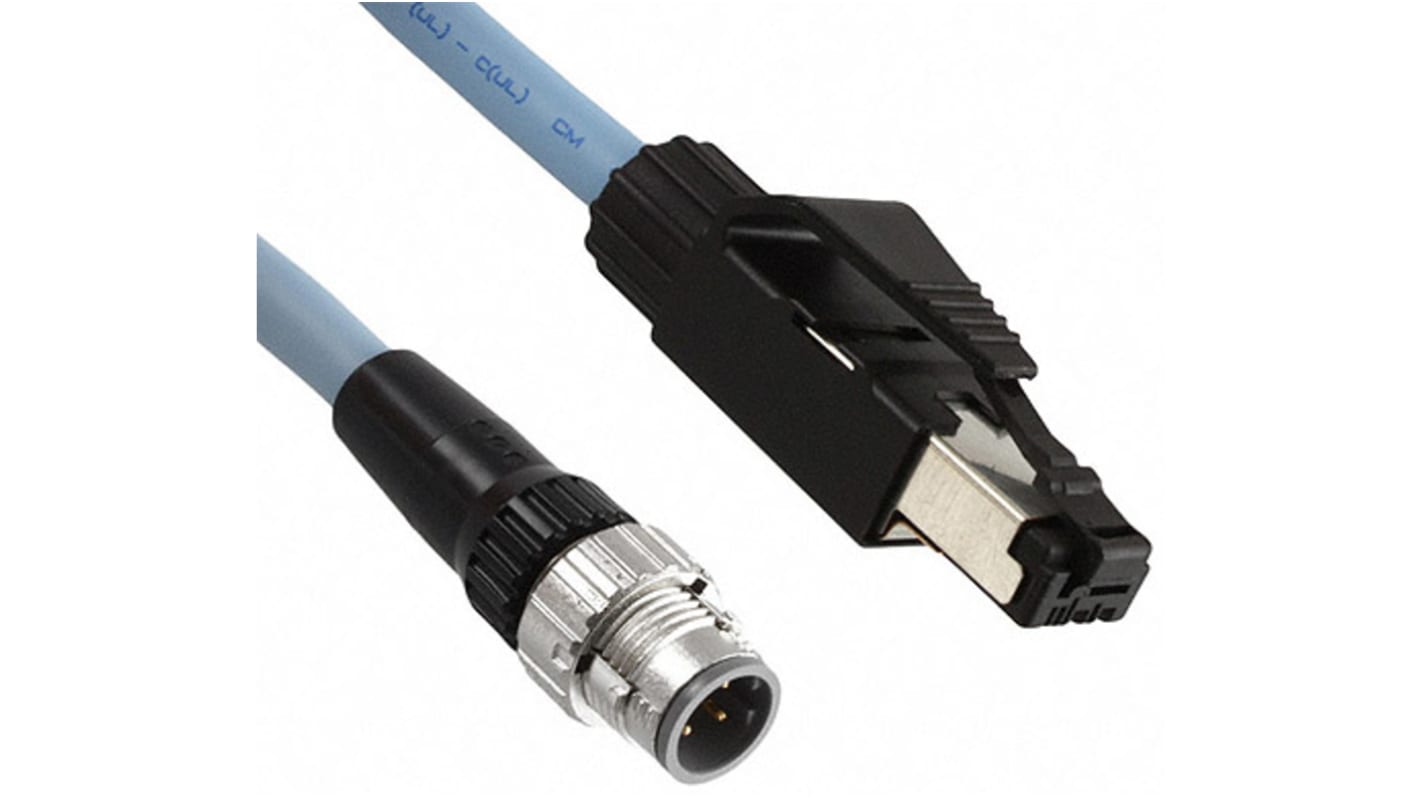 Cable de conexión Omron, con. A M12 Macho, 4 polos, con. B M12 Macho, 4 polos, long. 2m, 30 V, 3 A, IP20, IP67