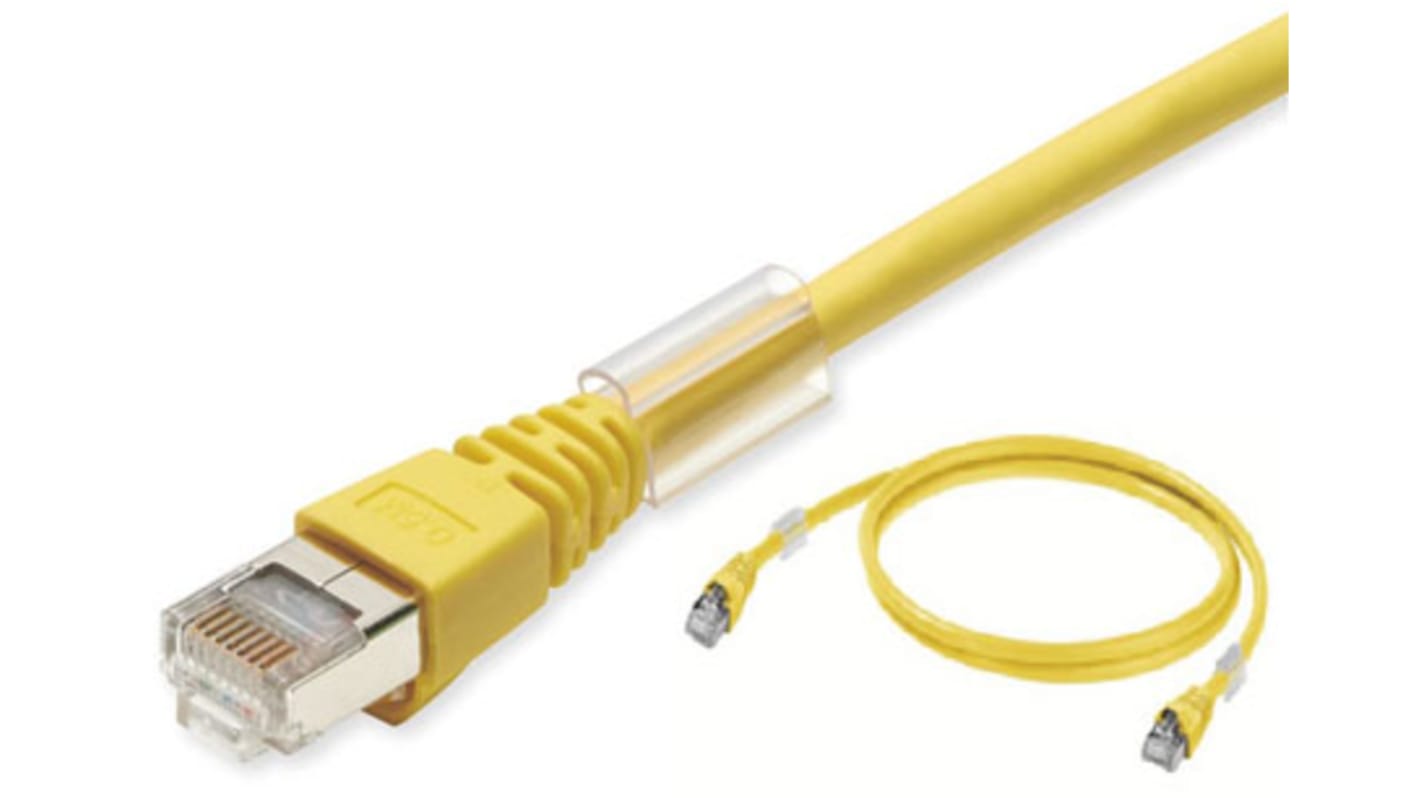 Omron Cat6a Male RJ45 to Male RJ45 Ethernet Cable, S/FTP, Yellow LSZH Sheath, 10m, Low Smoke Zero Halogen (LSZH)