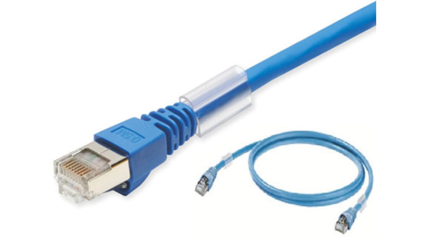 Omron Cat6a Male RJ45 to Male RJ45 Ethernet Cable, S/FTP Shield, Blue LSZH Sheath, 200mm, Low Smoke Zero Halogen (LSZH)